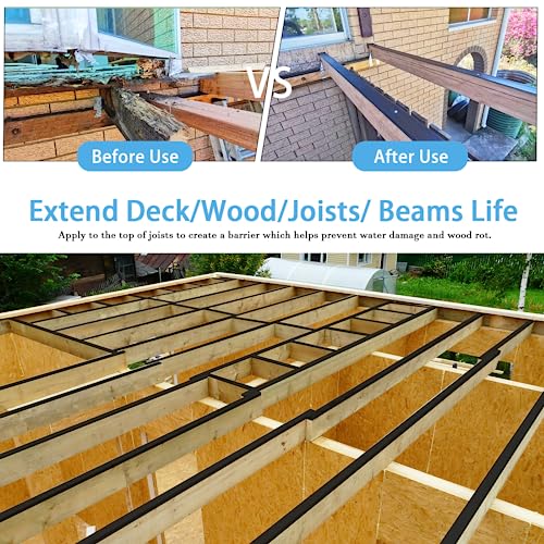 Heelos Butyl Joist Tape for Decking 2''×50', 6 Pack Weather-Resistant Deck Joist Tape, Waterproof Seal Antiseptic Butyl Joists Tape,Self-Adhesive Flashing Joists Tape for Wood Decks Beams Roof - Image 3