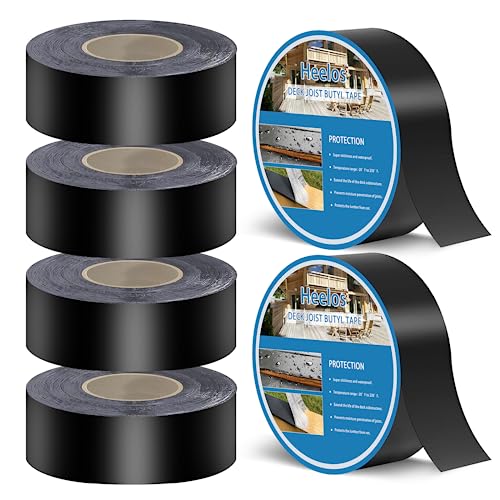 Heelos Butyl Joist Tape for Decking 2''×50', 6 Pack Weather-Resistant Deck Joist Tape, Waterproof Seal Antiseptic Butyl Joists Tape,Self-Adhesive Flashing Joists Tape for Wood Decks Beams Roof - Image 1