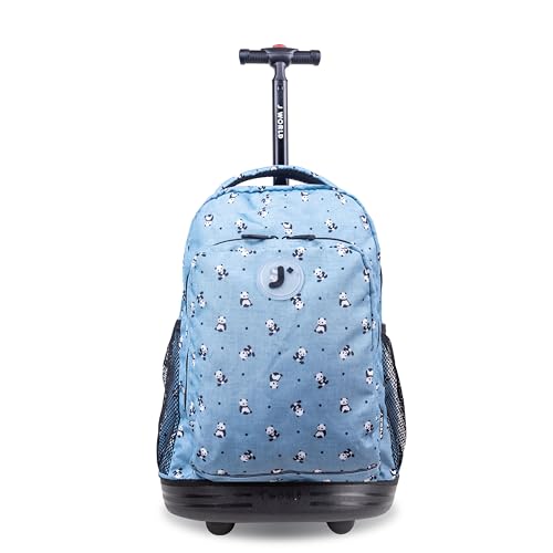 J World New York J World Sunny Rolling Backpack for Kids. Roller Bag With Wheels, Panda - Image 1