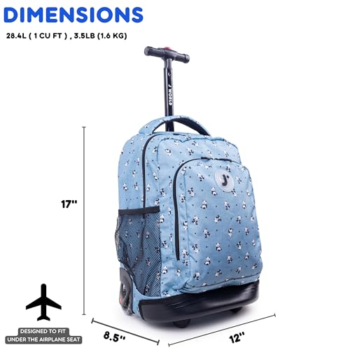 J World New York J World Sunny Rolling Backpack for Kids. Roller Bag With Wheels, Panda - Image 4