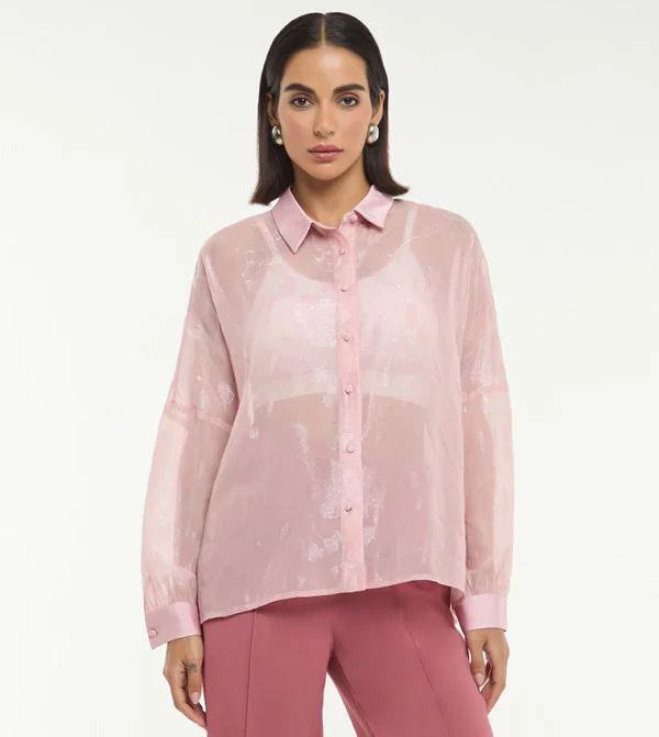 بي سي بي جي BCBG LUREX JACQUARD LONG SLEEVES SHIRT
