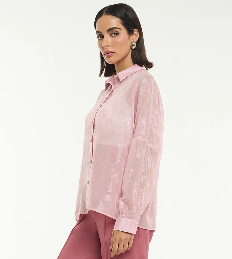 بي سي بي جي BCBG LUREX JACQUARD LONG SLEEVES SHIRT