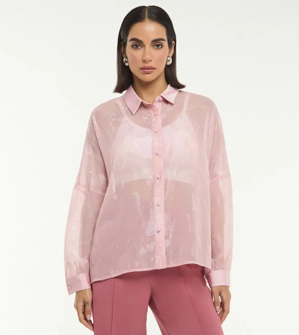 بي سي بي جي BCBG LUREX JACQUARD LONG SLEEVES SHIRT