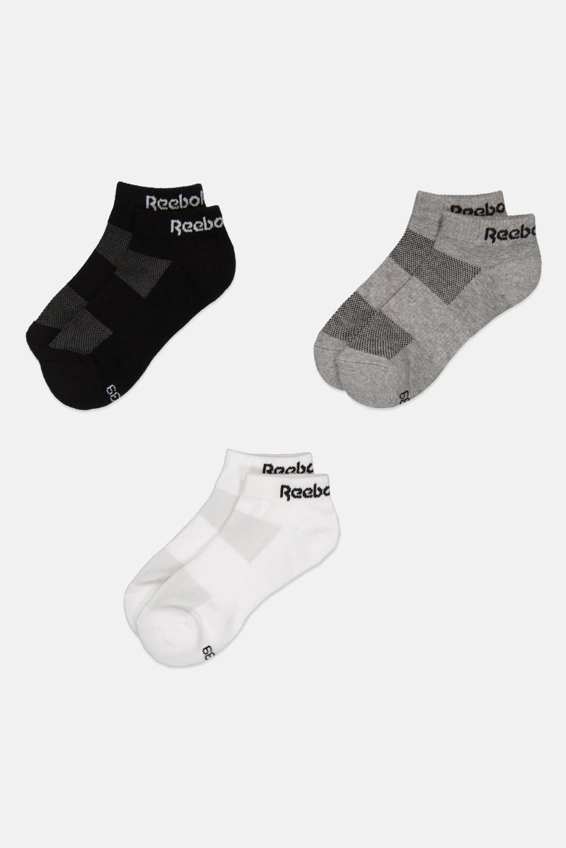 Reebok Women 3 Pairs Brand Logo Low Cut Socks, Multicolor - Image 3
