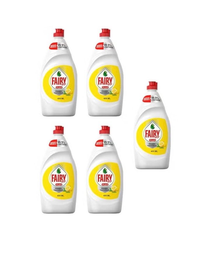 FairyLemon Dishwashing Liquid Soap with alternative power to bleach, 5x400 ml - Image 1