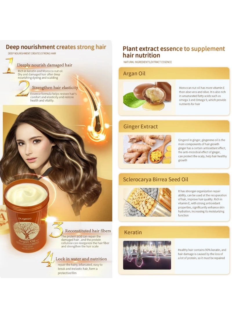 Augeas - 850ml Argan Oil Hair Mask Argan Oil of Morocco Deeply Nourish and Repair Damaged Hair Improve Split Ends and Restore Healthy Hair Extra Moisturizing and Smooth Argan Oil Creamy Hair Mask - Image 1