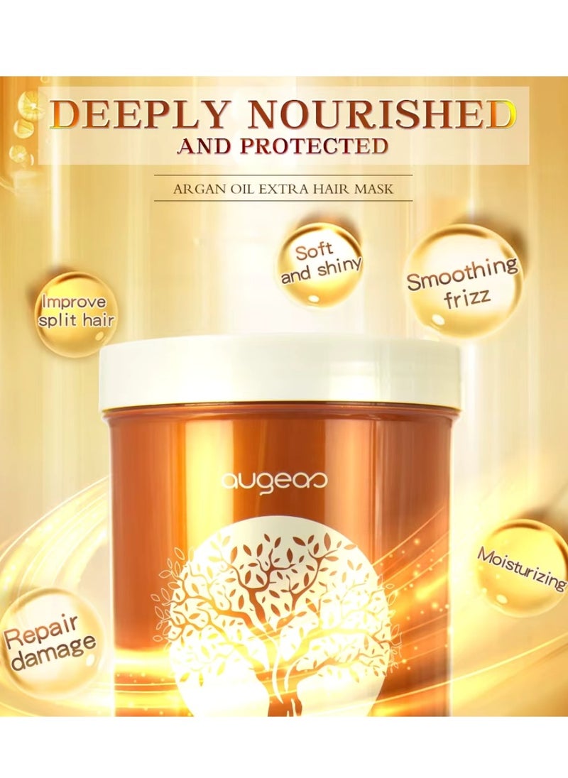 Augeas - 850ml Argan Oil Hair Mask Argan Oil of Morocco Deeply Nourish and Repair Damaged Hair Improve Split Ends and Restore Healthy Hair Extra Moisturizing and Smooth Argan Oil Creamy Hair Mask - Image 1