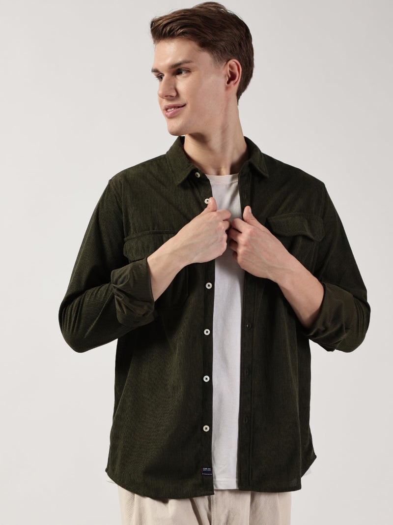 Thomas Scott Men’s Premium Slim Fit Corduroy Shacket(TS1628_BottleGreen_M) - Image 5