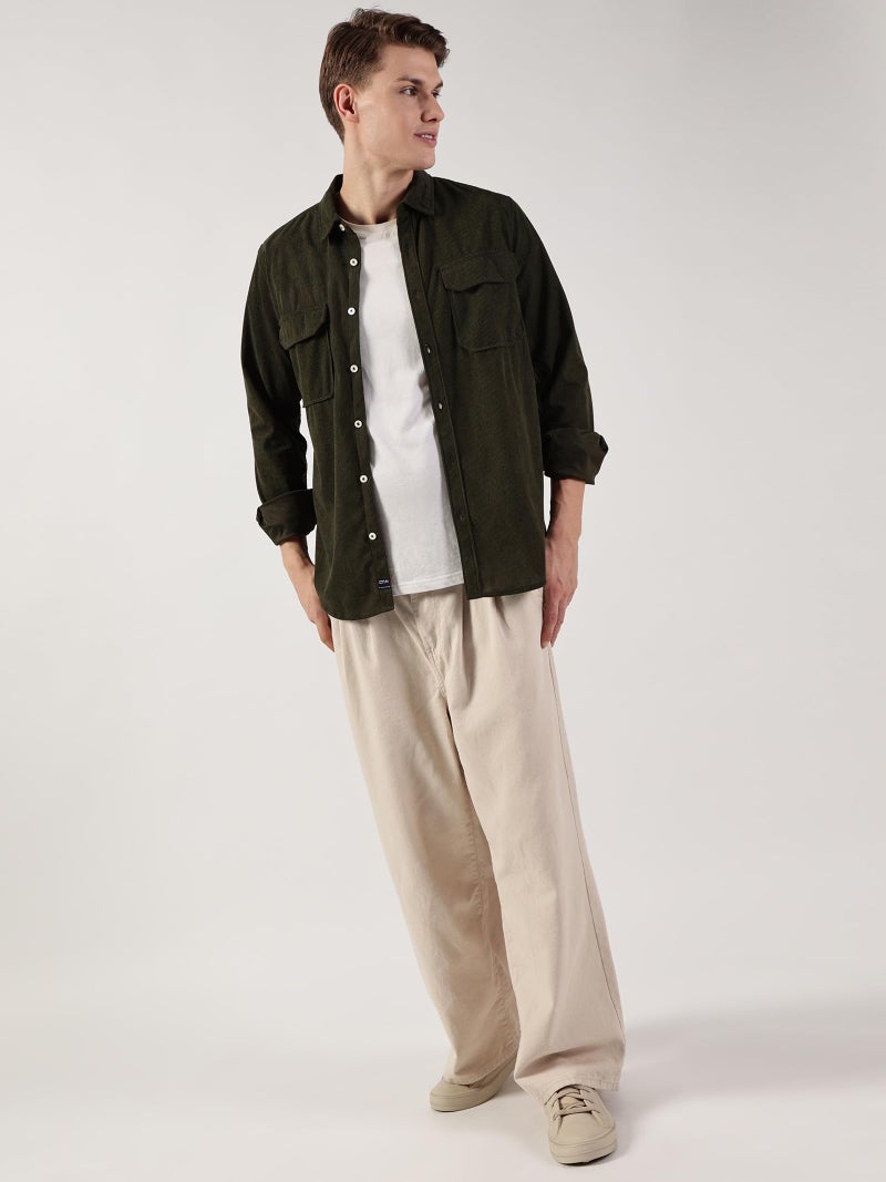 Thomas Scott Men’s Premium Slim Fit Corduroy Shacket(TS1628_BottleGreen_M) - Image 4