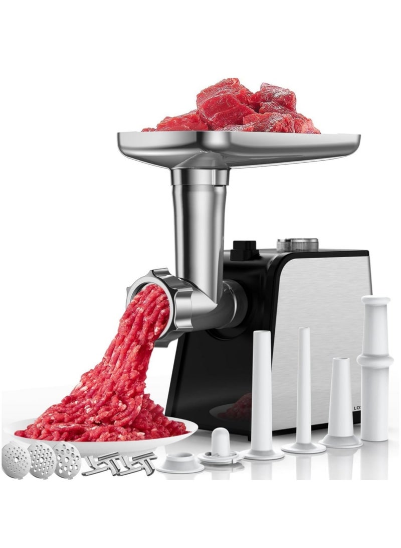 نيوب مفرمة لحوم كهربائية، مطحنة لحوم من الفولاذ المقاوم للصدأ بقوة 2800 واط، مع شفرتين ووظيفة عكسية، صانعة كبة وسجق، للاستخدام في المطبخ المنزلي - Image 1