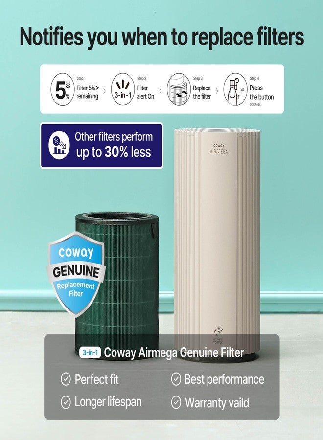 كواي فلتر بديل أصلي من COWAY لجهاز Airmega 350، يحتوي على جزيئات الكربون النشط، بالإضافة إلى مُحسِّن بدء التشغيل Fresh Starter Plus - Image 5