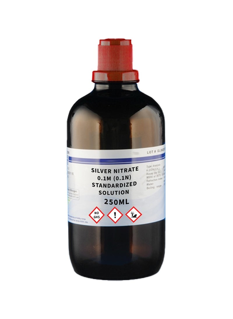 King Mariot Silver Nitrate 0.1M (0.1N) Standardized Solution 250ML | Clear Colorless | NIST Traceable 