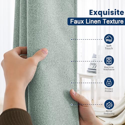 Foxdecor Adhesive Blackout Curtains for Bedroom Living Room 36 Inches Long, No Drill Window Blinds, Thermal Insulated & UV Protection, Light Blocking Drapes 1 Panel. (Sage Green, 35" W x 36" L) - Image 2