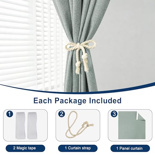 Foxdecor Adhesive Blackout Curtains for Bedroom Living Room 36 Inches Long, No Drill Window Blinds, Thermal Insulated & UV Protection, Light Blocking Drapes 1 Panel. (Sage Green, 35" W x 36" L) - Image 5