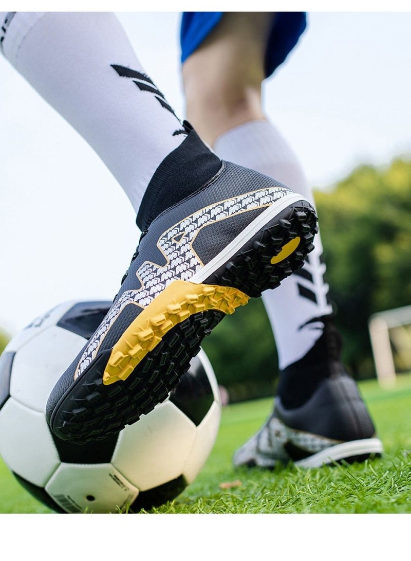 Loquat High-Top Anti-Slip Competition Sports Football Shoes Black  - Image 2