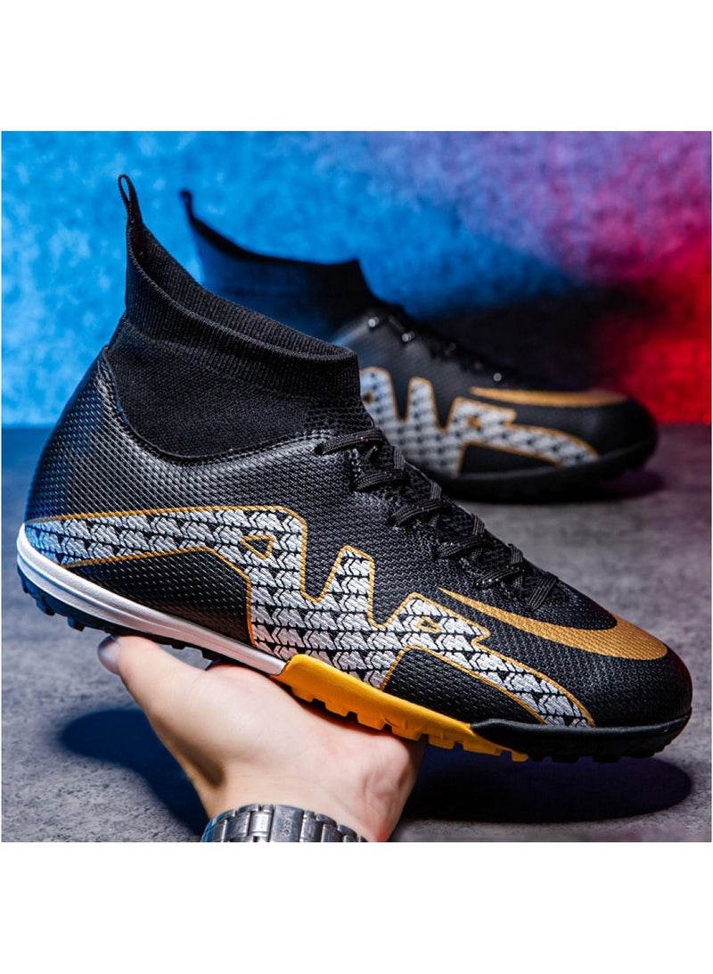 Loquat High-Top Anti-Slip Competition Sports Football Shoes Black  - Image 1