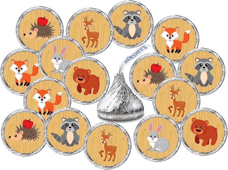 RokAPary 324 Woodland Creatures Kisses Labels Forest Animals Kisses Stickers for Baby Shower or Birthday Party Decorations Unises Kisses Stickers Kisses Labels Envelope Sealer Made in USA - Image 1