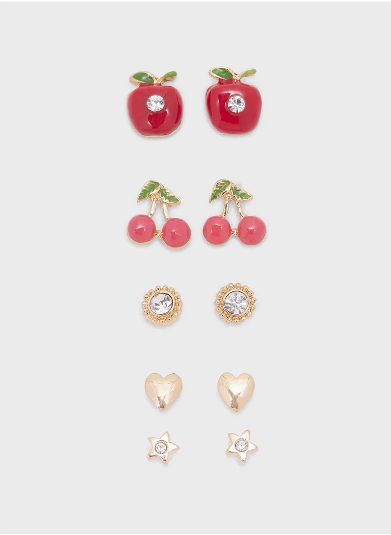 جينجر 5 Pack Mix Fruit Earrings Set