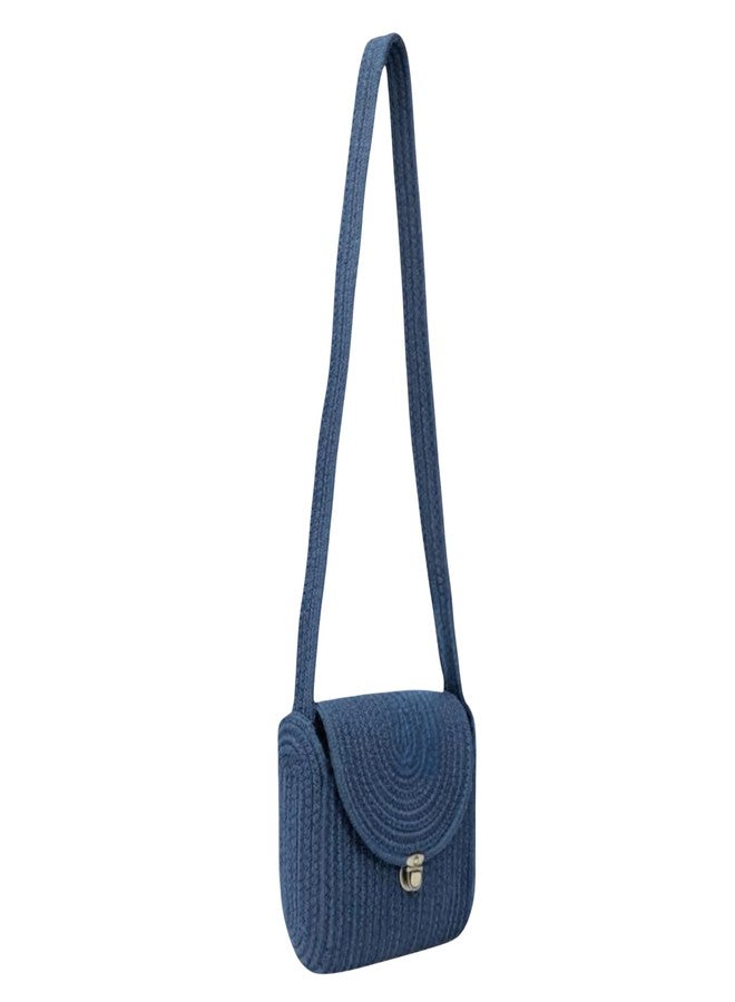 ARIYA Textiles Elegant Cotton/PP Handbag for Women - Stylish Tote Perfect for Daily Use and Versatile Fashion Statements 10x9 inch Blue - Image 1