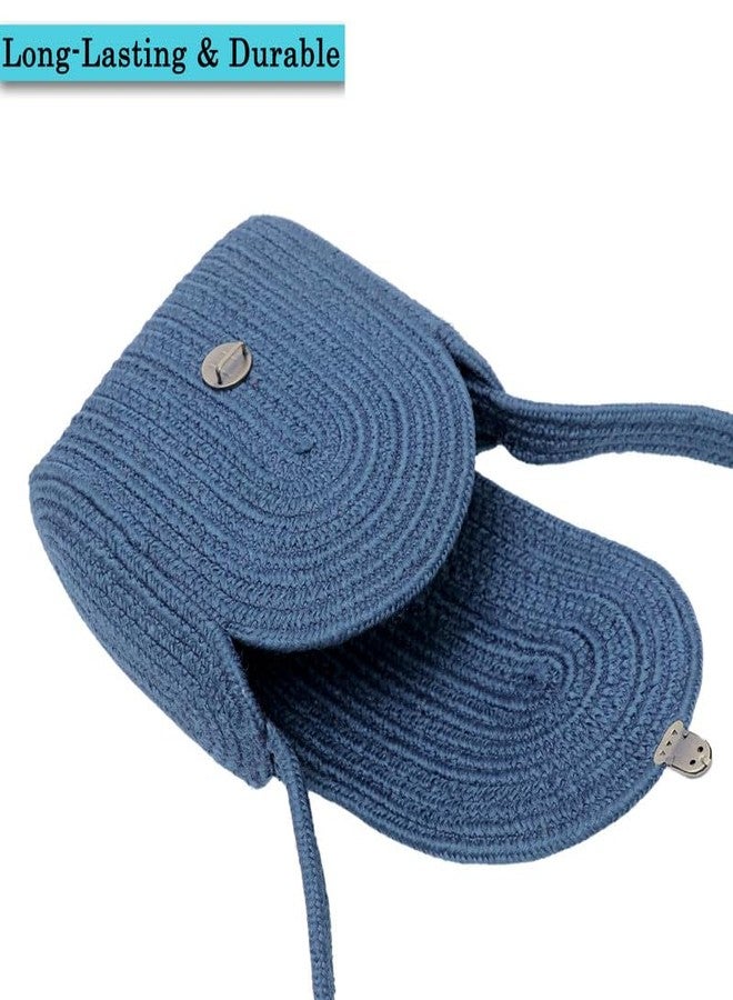 ARIYA Textiles Elegant Cotton/PP Handbag for Women - Stylish Tote Perfect for Daily Use and Versatile Fashion Statements 10x9 inch Blue - Image 3