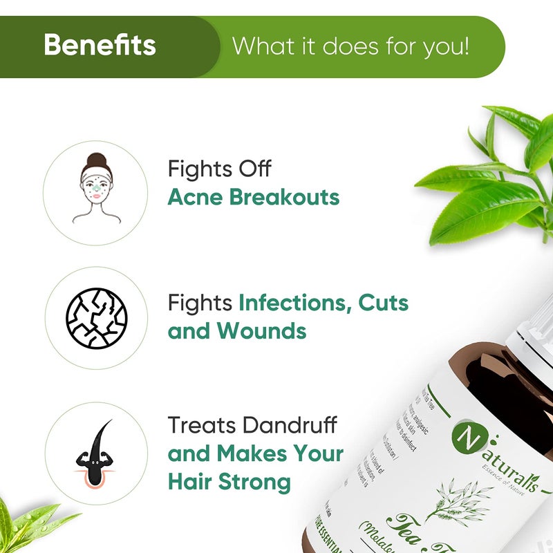 Naturalis زيت شجرة الشاي للشعر، حب الشباب، البثور والندوب - زيت شجرة الشاي نقي وبدون تخفيف - بدون مذيبات - مثالي للعلاج بالروائح - 30 مل - Image 4