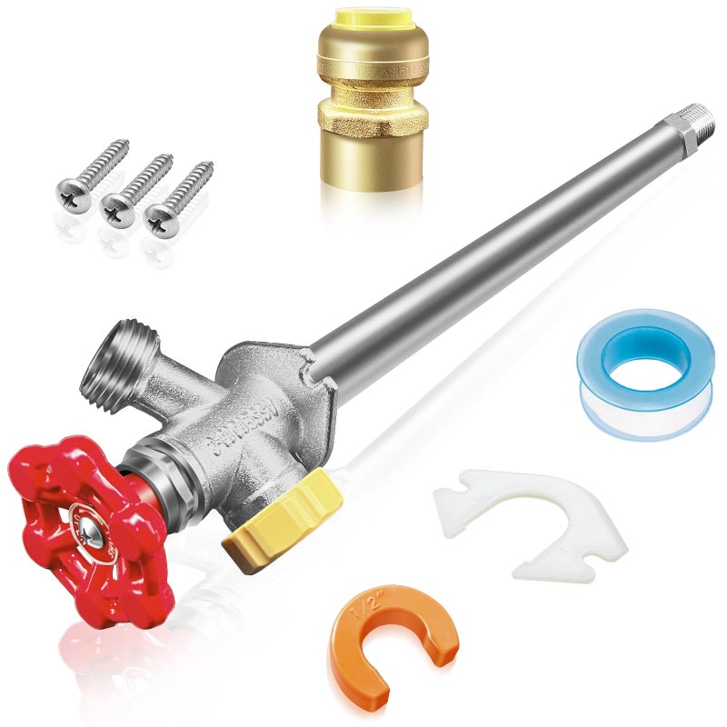 Young dance 12inch AntiSiphon Frost Free Sillcock No Lead Brass Frost Proof Outdoor Faucet Bib with Backflow Preventer 12 PushtoFit Connector X 34 Inch Hose Bibb Frost Free Spigot - Image 2