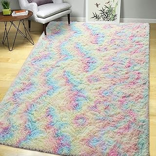AROGAN Luxury Fluffy Girls Rug for Bedroom Kids Room 3 x 5 Feet, Super Soft Rainbow Area Rugs Cute Colorful Carpet for - Image 1