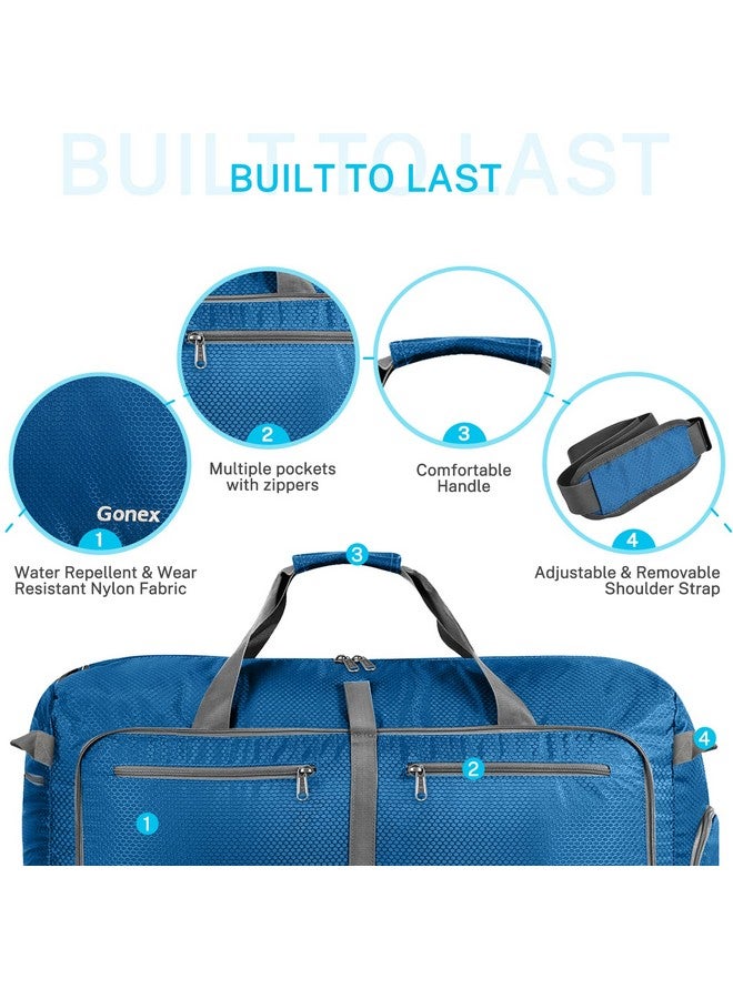 Gonex 60L Packable Travel Duffle Bag Foldable Duffel Bags for Luggage Gym Sports Camping Travelling Cycling Storage Shopping Water & Tear Resistant Deep Blue - Image 3