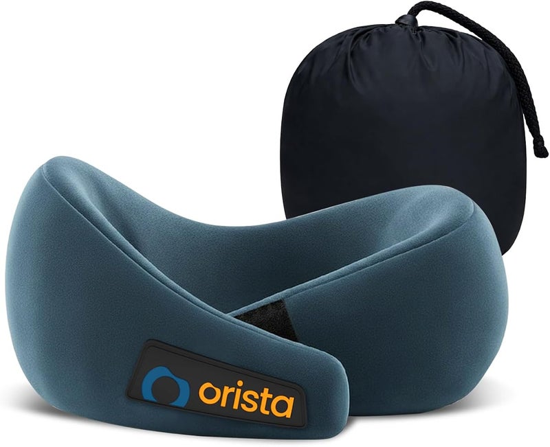 Orista™ Travel Neck Pillow Premium Memory Foam Neck Pillow for Flight Travel, Car Sleeping Adjustable Head Rest, Neck Rest Travelling Pillow for Sleeping Head Support Teal Green Velvet - Image 1