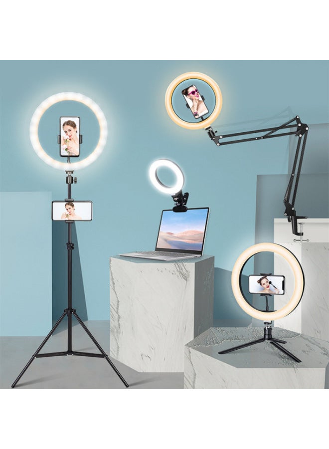 Direct Desktop Mobile Phone Bracket Fill Light Inch Cm Ring Self-timer Light Beauty Tattoo Live Light-Color:26cm Arc + Gimbal + Hose Mobile Phone Clip  - Image 5