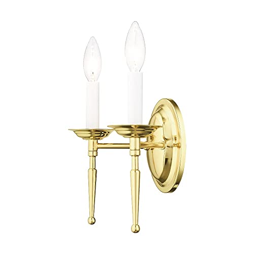 Livex Lighting 5122-02 Williamsburgh 2-Light Wall Sconce, Polished Brass - Image 1