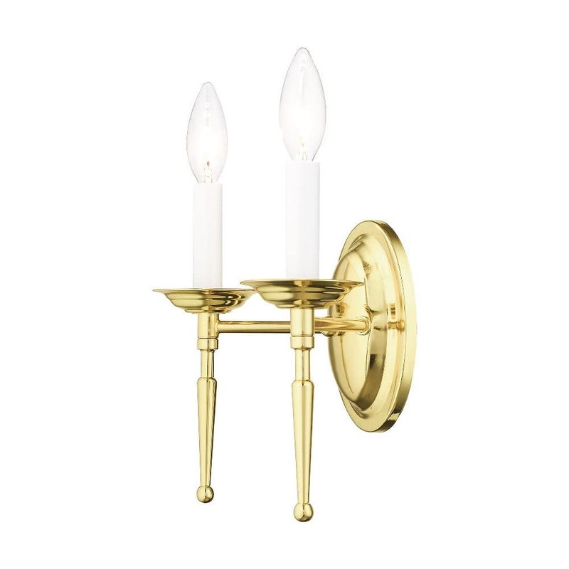 Livex Lighting 5122-02 Williamsburgh 2-Light Wall Sconce, Polished Brass - Image 2