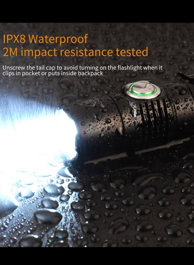 BORUIT 1180Lumens Rechargeable Tactical Mini Flashlight 2meter impact resistance waterproof - Image 4