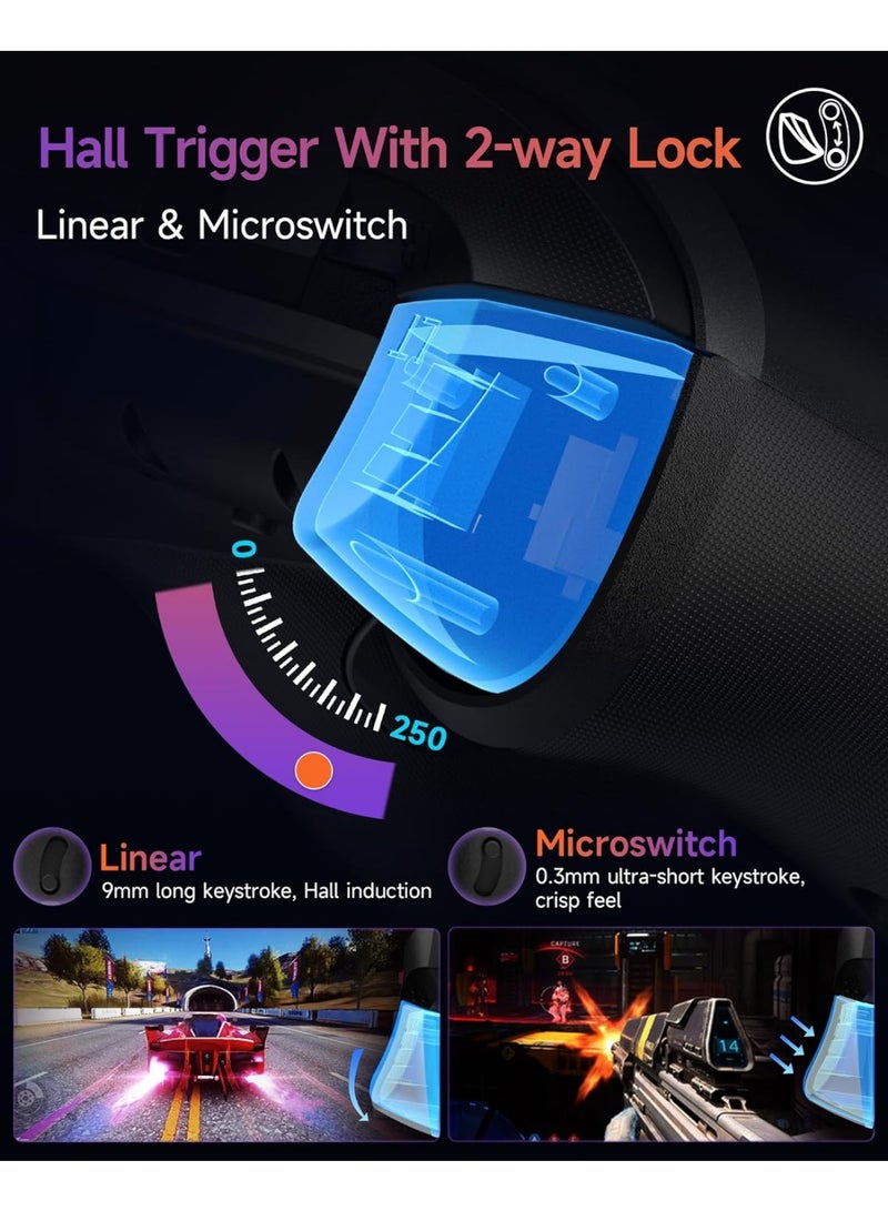 EasySMX X20 Wireless Gaming Controller with RGB Backlit, 2-Stage Hall Effect Sticks, 1000Hz Polling Rate, 6-Axis Gyro on Multi-Platform, Mech Buttons- Compatible with PC/Switch/Steam/Android - Image 2