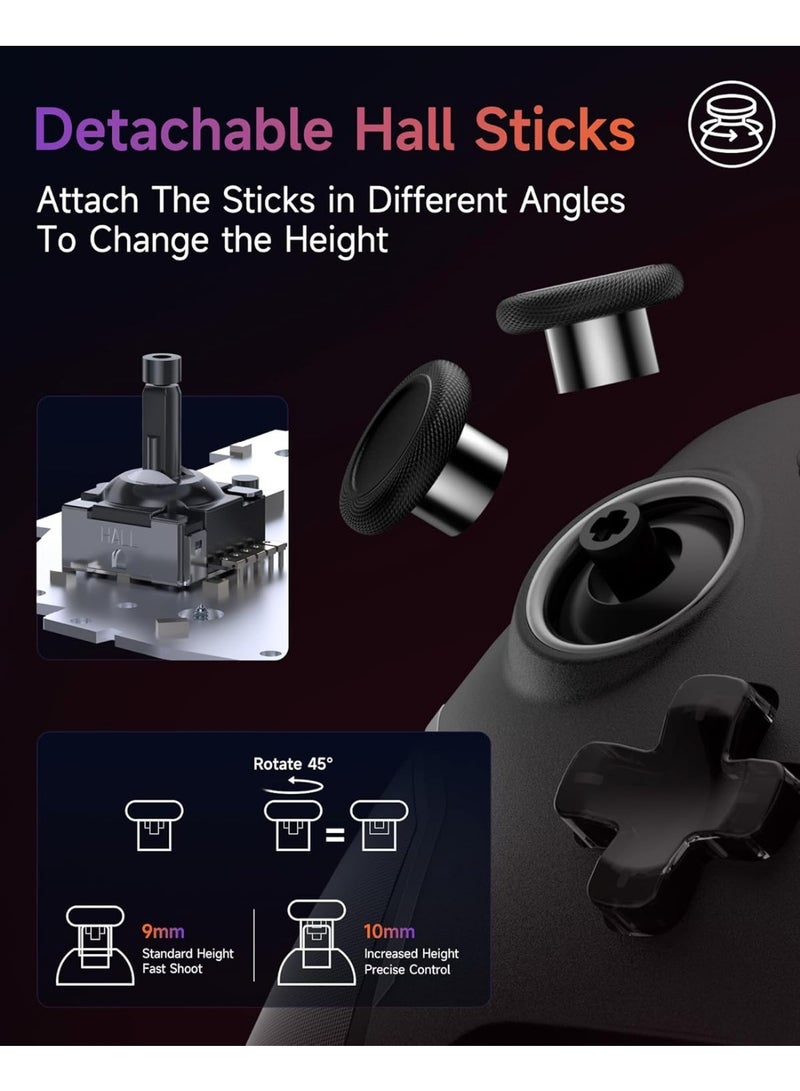 EasySMX X20 Wireless Gaming Controller with RGB Backlit, 2-Stage Hall Effect Sticks, 1000Hz Polling Rate, 6-Axis Gyro on Multi-Platform, Mech Buttons- Compatible with PC/Switch/Steam/Android - Image 4