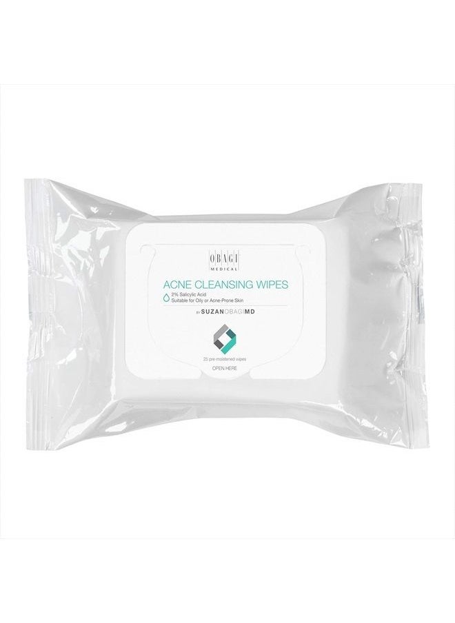 Obagi Medical SUZANOBAGIMD On the Go Cleansing Wipes for Oily or Acne Prone Skin, 25 count Pack of 1  - Image 1