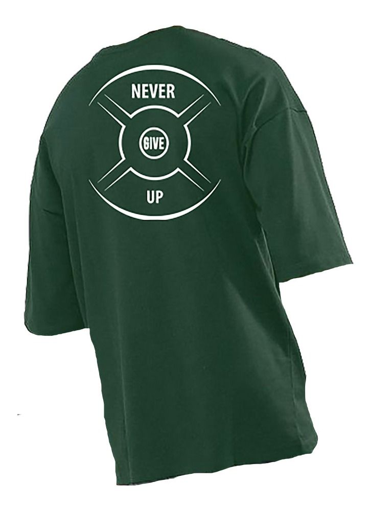 Genérico Men's Oversize T-shirt - NEVER GIVE UP Printed for exercise, gym and bodybuilding 11 - Image 5