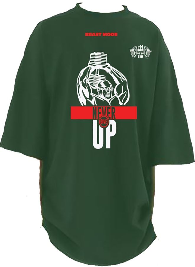 Genérico Men's Oversize T-shirt - NEVER GIVE UP Printed for exercise, gym and bodybuilding 11 - Image 4