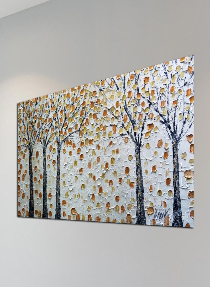 Droplyte White and Gold Trees Abstract Painting Decorative Wall Art Wall Decor Card Board MDF Home Decor for Living Room, Drawing Room, Office Room and Bedroom 60CM x 40CM  - Image 2