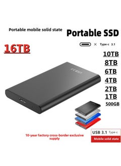 Generic Direct SSD Mobile Hard Disk High-speed Transmission Capacity Upgrade 500GB-16TB Mobile Hard Disk-Capacity:12tb (64gb Expansion)-Interface:Silver  - Image 1