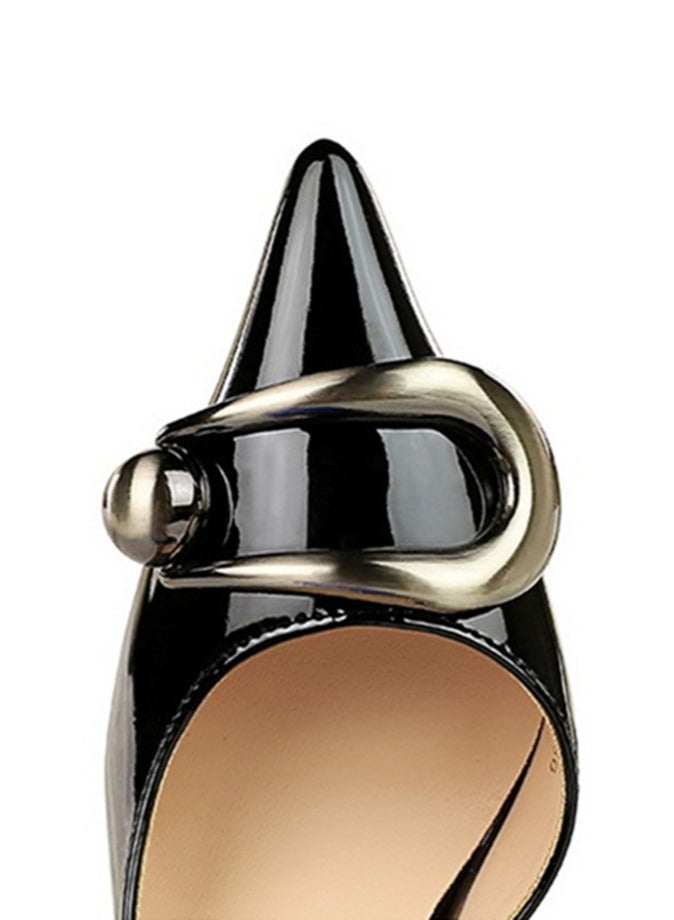 BIGTREE Women's Closed Pointed Toe High Heels Patent Leather Party Stiletto Pumps Black 7.5CM - Image 2