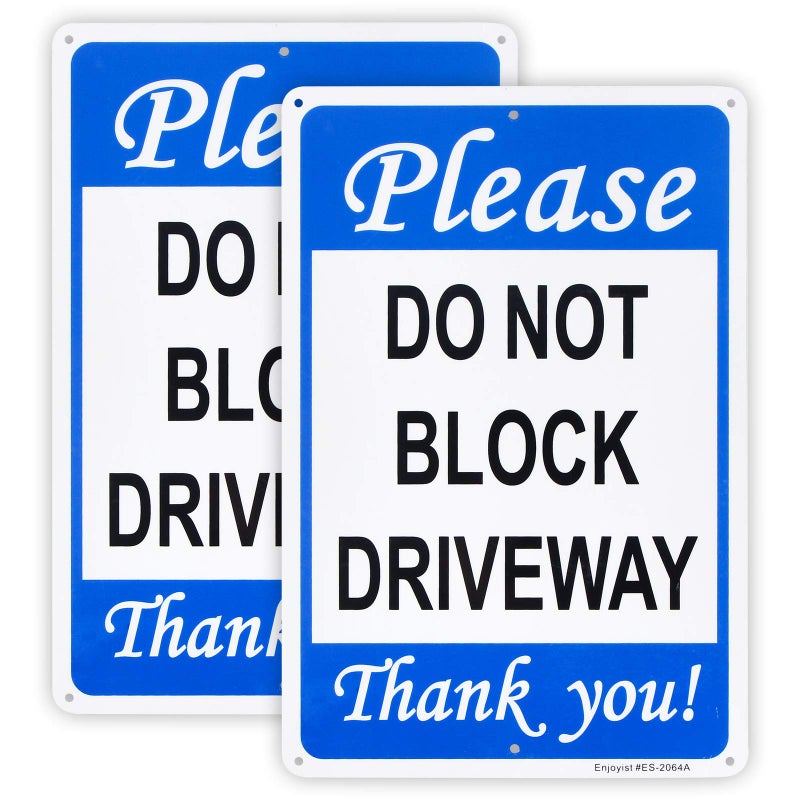 Enjoyist 2-Pack Please Do Not Block Driveway Thank You Sign - Image 1