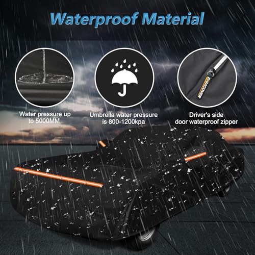 BIGACOVER Car Cover for Ford Mustang 1964-1968, Waterproof 210D Oxford Cloth and Cotton Cover Outdoor Full Car Covers with Zipper Windproof Heavy Duty All Weather with Wind, Sun, UV and Dust Protectio - Image 5