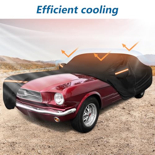 BIGACOVER Car Cover for Ford Mustang 1964-1968, Waterproof 210D Oxford Cloth and Cotton Cover Outdoor Full Car Covers with Zipper Windproof Heavy Duty All Weather with Wind, Sun, UV and Dust Protectio - Image 4