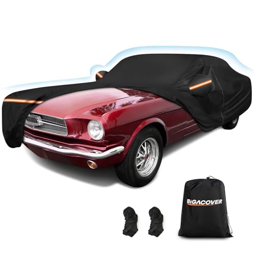 BIGACOVER Car Cover for Ford Mustang 1964-1968, Waterproof 210D Oxford Cloth and Cotton Cover Outdoor Full Car Covers with Zipper Windproof Heavy Duty All Weather with Wind, Sun, UV and Dust Protectio - Image 1