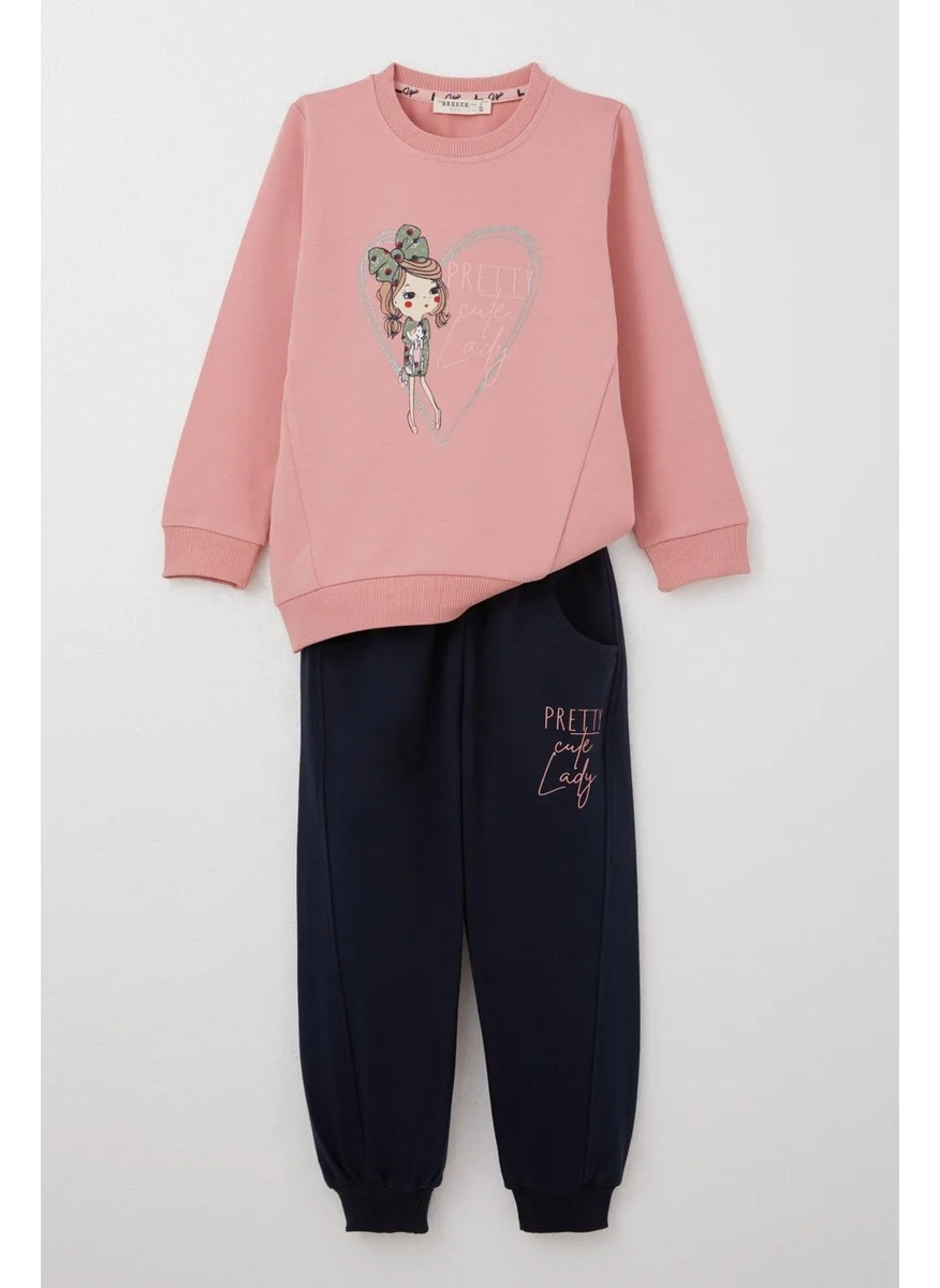 Breeze Girls Tracksuit Cool Girl Printed 2-6 Years Old, Dusty Rose