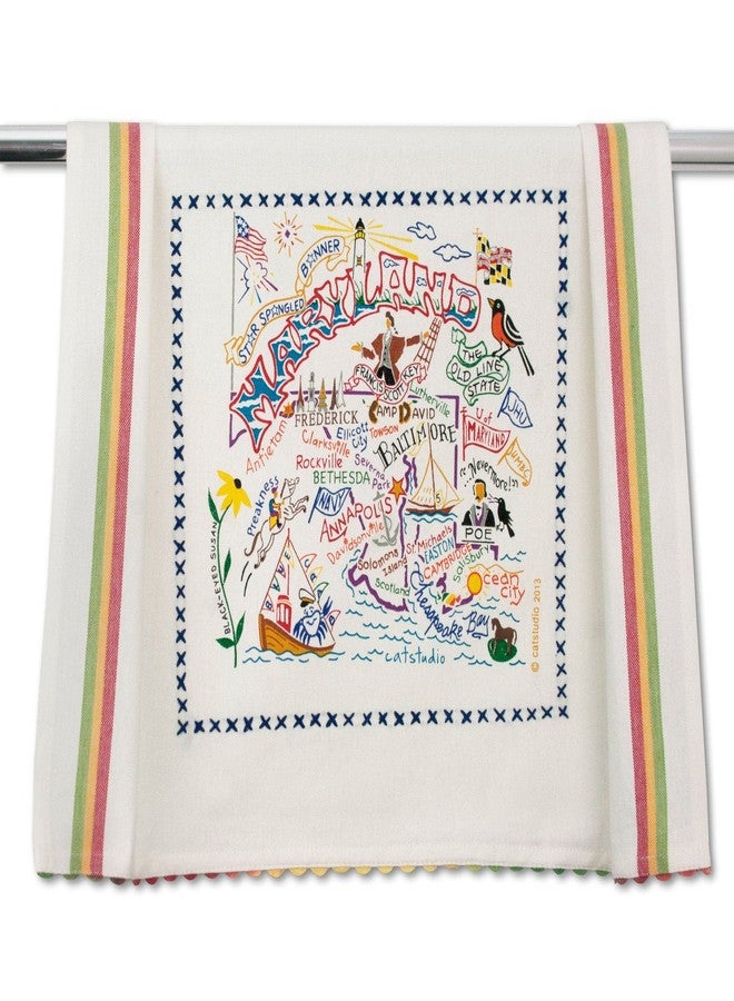 Catstudio Maryland Dish Towel - U.S. State Souvenir Kitchen and Hand Towel with Original Artwork - Perfect Tea Towels for Maryland Lovers, Travel Souvenir - Image 1