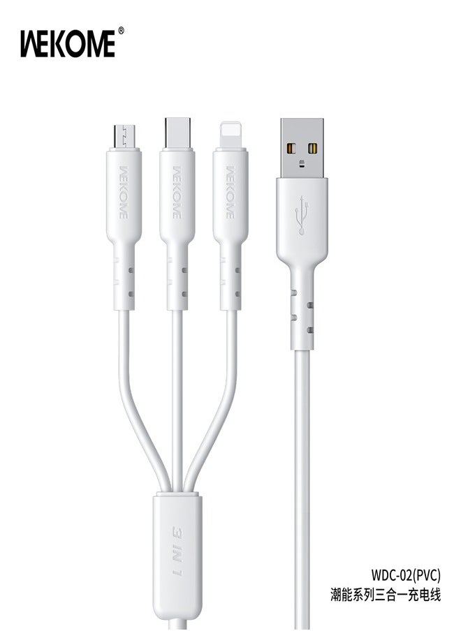 WEKOME - white WEKOME WDC-02 Charging Cable A Charging Cable with 3A high current output and 3-in-1. - Image 1