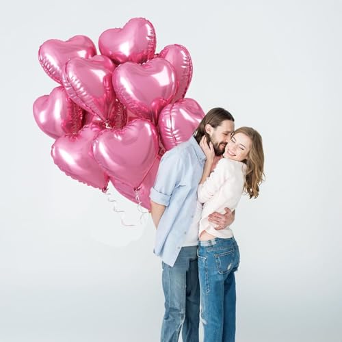 AMFIN® (Pack of 5) 18 Inch Pink Heart Shaped Balloons, Heart shape balloons for decoration, Pink heart balloons for decoration, Pink heart foil balloons, valentine balloons decoration - Light Pink - Image 4