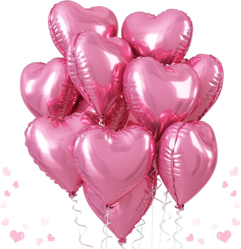 AMFIN® (Pack of 5) 18 Inch Pink Heart Shaped Balloons, Heart shape balloons for decoration, Pink heart balloons for decoration, Pink heart foil balloons, valentine balloons decoration - Light Pink - Image 1